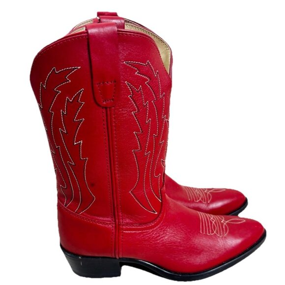 VTG Pocono Sz 4.5 Youth Western Boots Red Pointy Toe Gently Worn GUC - Picture 1 of 11